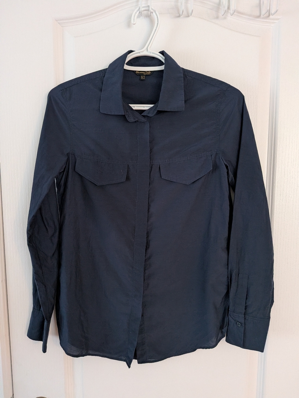Massimo Dutti cotton Silk button down shirt navy blue size 2 xs - Picture 10 of 10